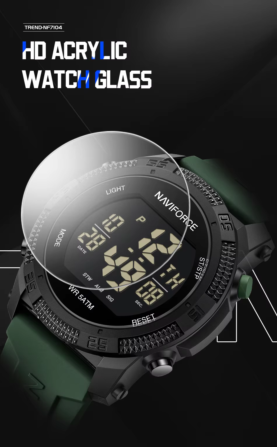 NAVIFORCE NF7104 Digital Display Quartz Watch - Image 4