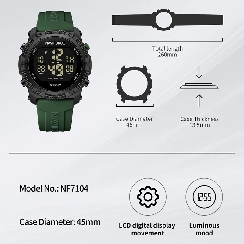 NAVIFORCE NF7104 Digital Display Quartz Watch - Image 6