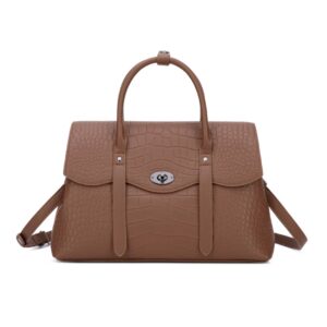 E2O Crocodile Skin Textured Satchel Bag